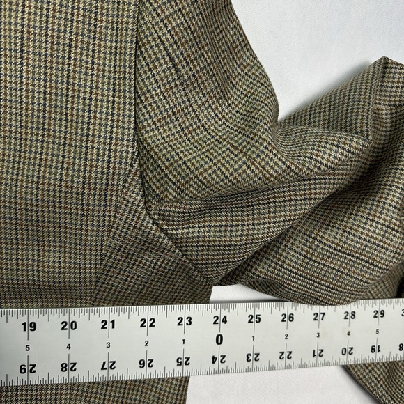 Lauren Ralph Lauren Silk Wool Houndstooth‎ Blazer Mens 46L Brown Sport Coat EUC - Picture 8 of 11